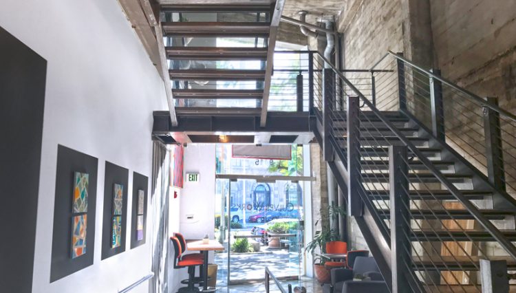 Entryway Staircase View of Creative Office Space For Lease - Par Commercial Brokerage - 9421 Culver Boulevard, Culver City, CA 90232